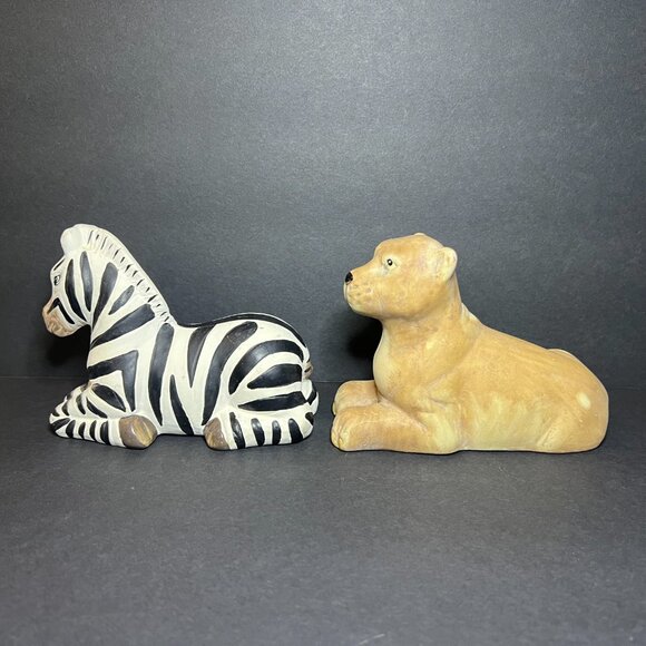Vintage Set of 2 K's Collection Ceramic Safari Zebra & Lioness Animal Figures - Picture 3 of 8